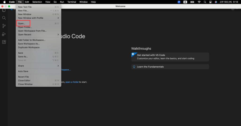 VS CodeでShopifyのCSVファイルを開く方法(File→OpenでCSVを読み込み)
