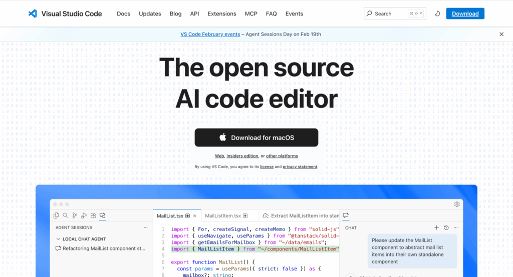 Visual Studio Code公式サイトのダウンロードページ